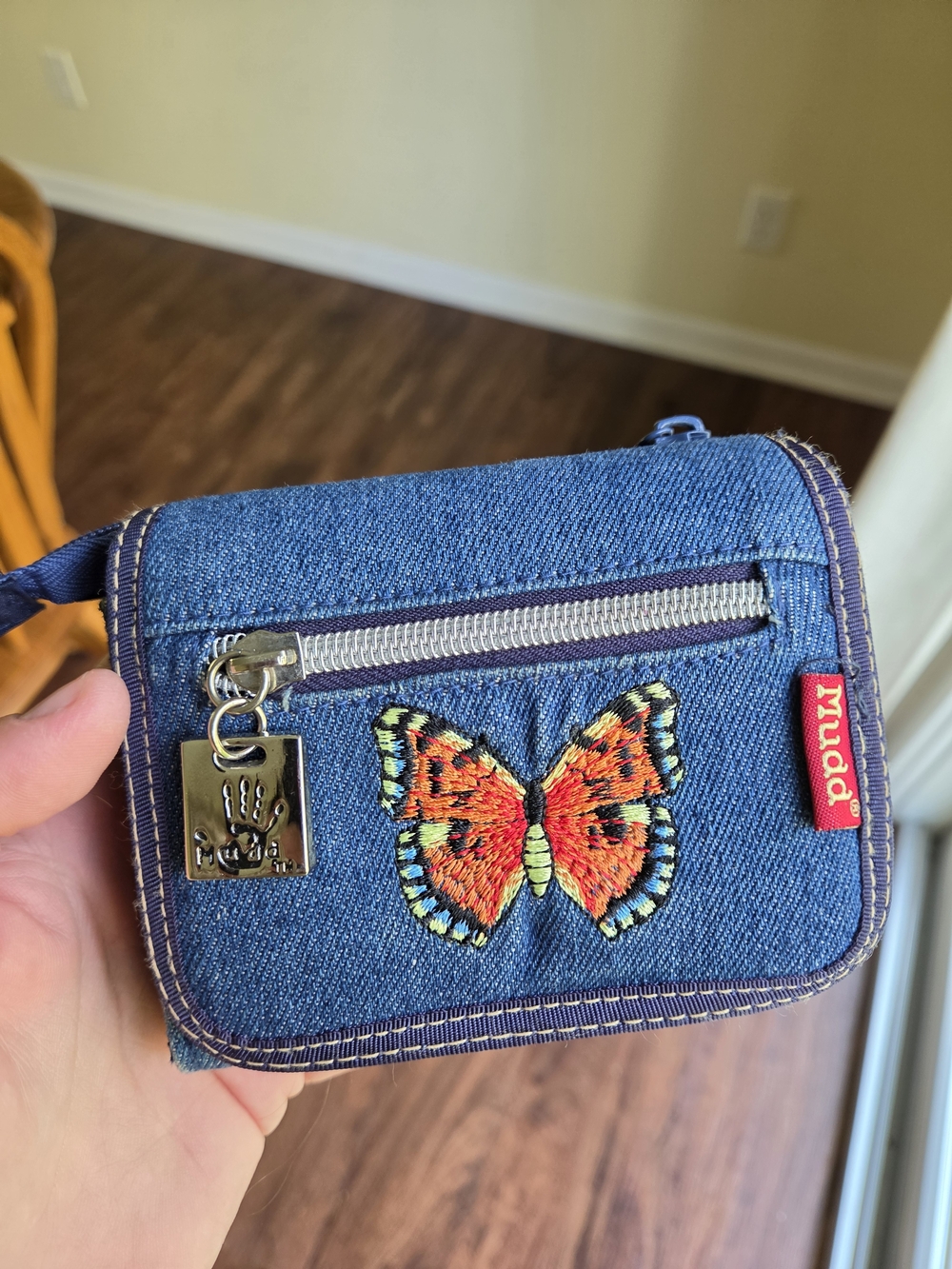 Vintage 2000s Mudd Denim Wallet with Butterfly Embroidery - Original Y2k